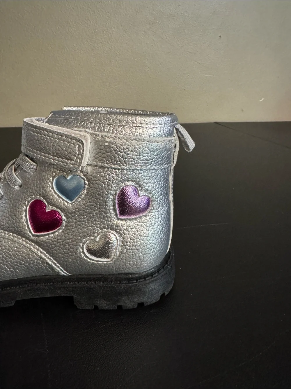Carter’s, Sliver Faux Fur Leather & Heart, Children’s Size 9, Girl’s Ankle Boots